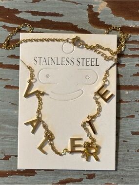 Personalized Gold Letter Name Necklace - “VALERIE” - Stainless Steel